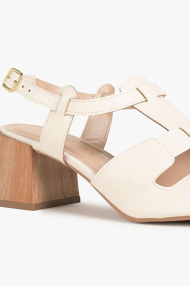 Sandália Feminina Salto Médio Mundial Verena Off White 2