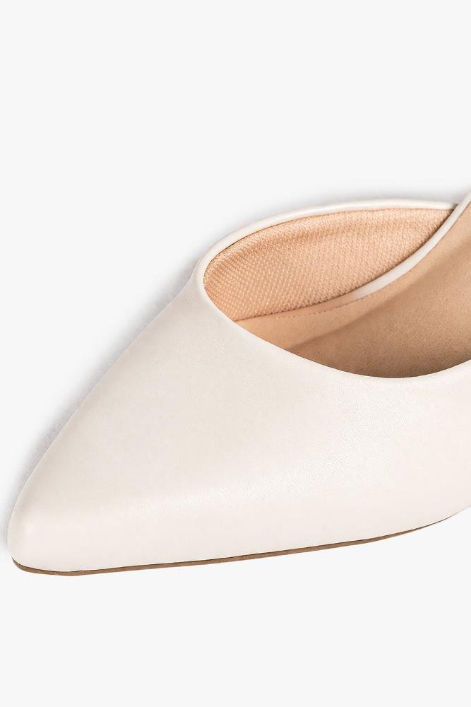 Sapato Feminino Slingback Salto Médio Mundial Klyvia Off White 2