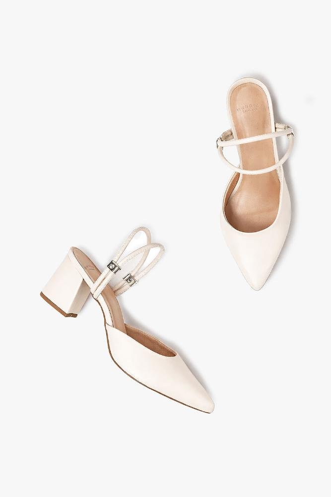 Sapato Feminino Slingback Salto Médio Mundial Klyvia Off White 3