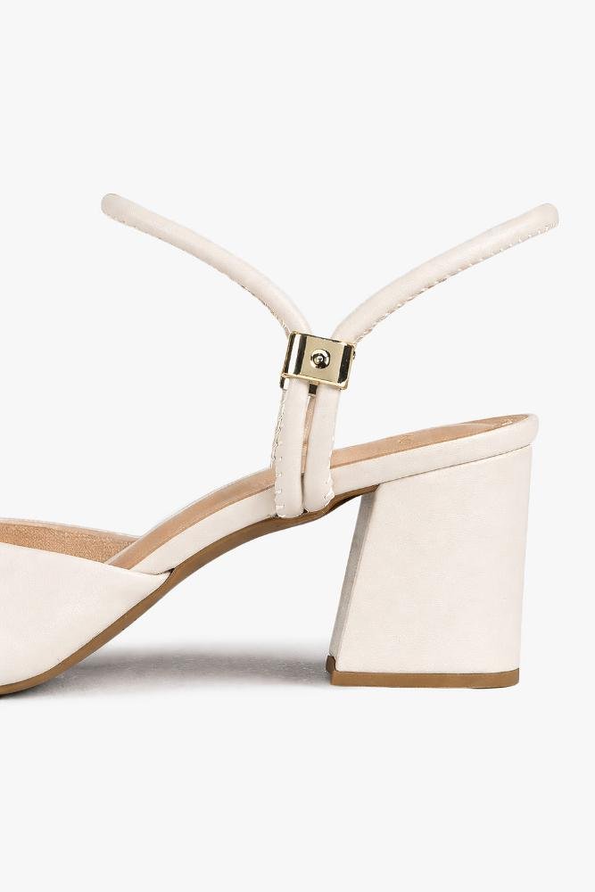 Sapato Feminino Slingback Salto Médio Mundial Klyvia Off White 4