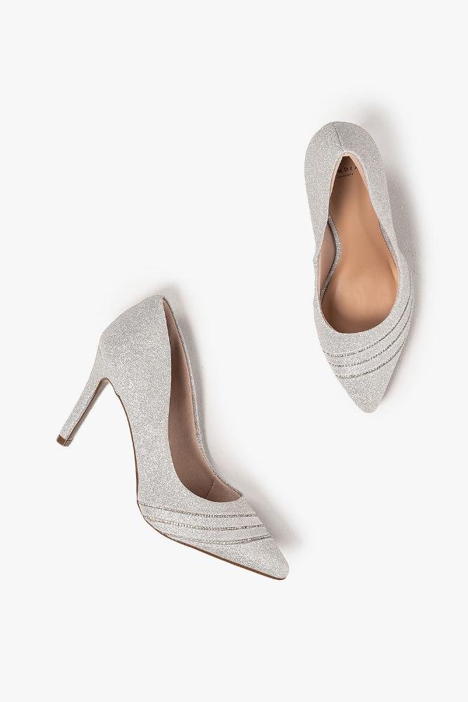 Scarpin Feminino Salto Alto Mundial Cryne Prata 5