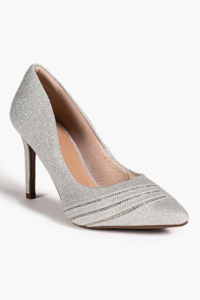 Scarpin Feminino Salto Alto Mundial Cryne Prata 8