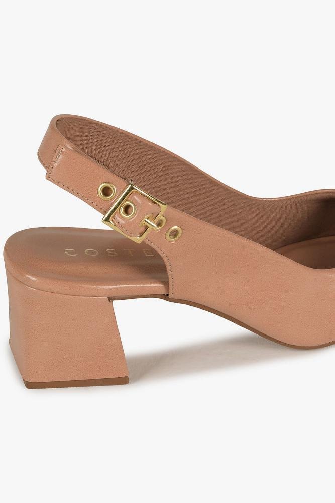 Sapato Feminino Slingback Costes Grizelda Bege 2