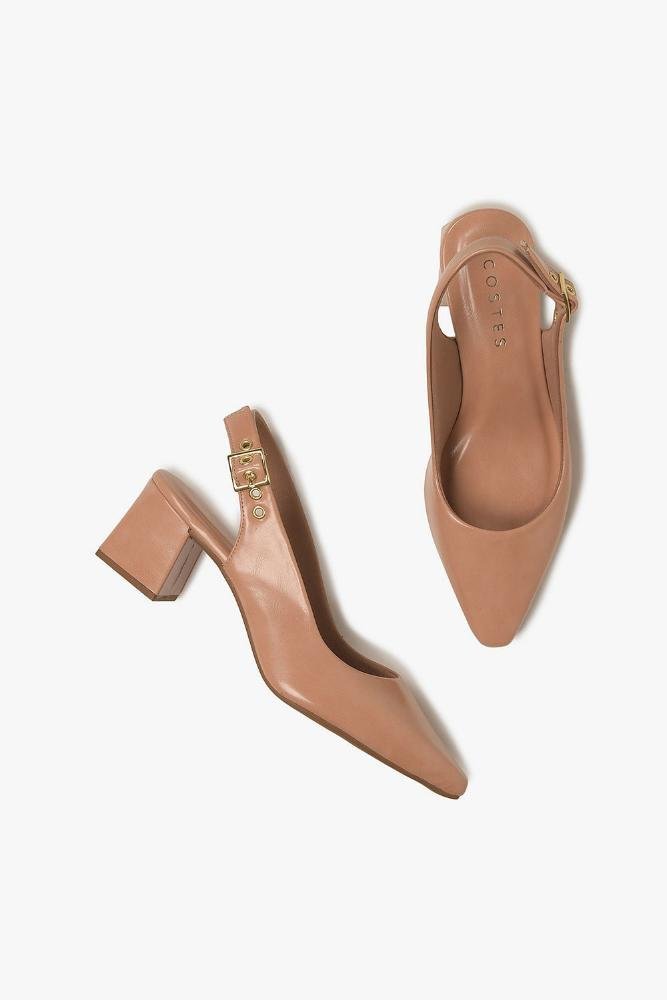Sapato Feminino Slingback Costes Grizelda Bege 3