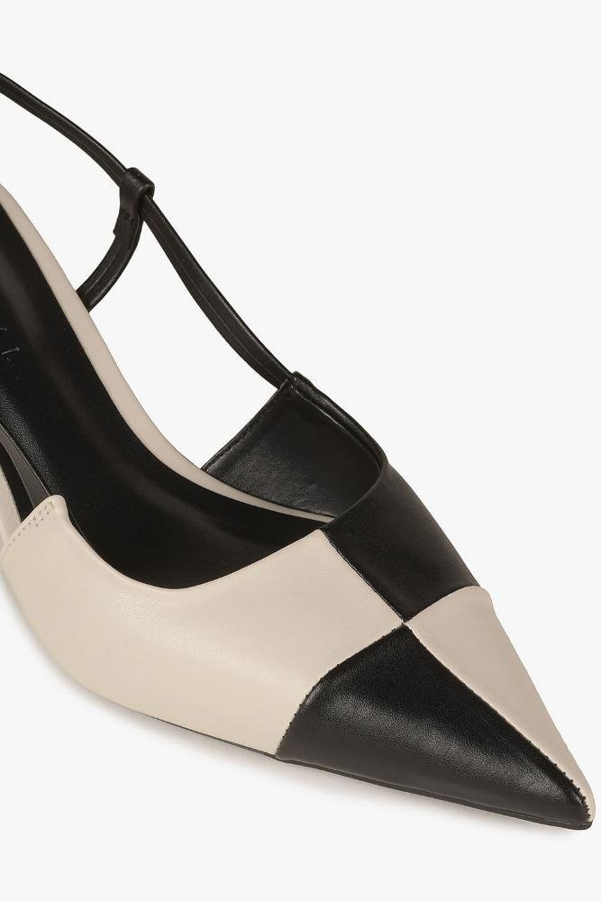 Scarpin Feminino Slingback Mundial Julieta Off White/Preto 2