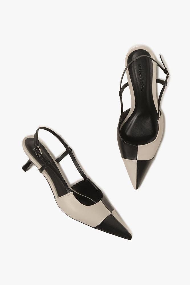 Scarpin Feminino Slingback Mundial Julieta Off White/Preto 3