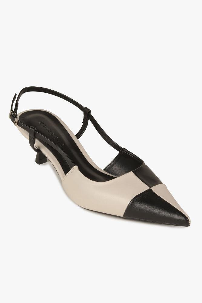 Scarpin Feminino Slingback Mundial Julieta Off White/Preto 4