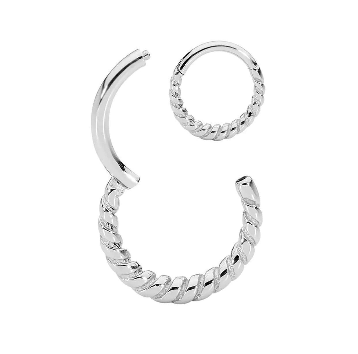 Argola trançada clicker segmento - Aço cirúrgico/Pvd gold Prata 2