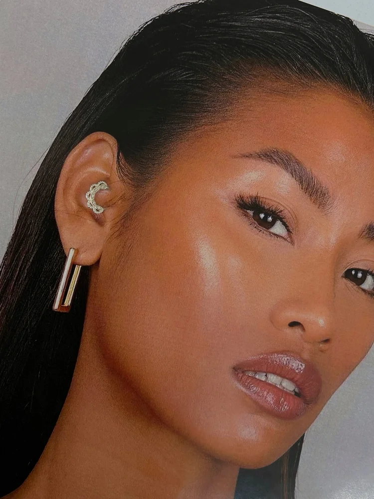 Piercing argola rendada com zircônias Prata 925 - Daith, Hélix, Septo Dourado 3