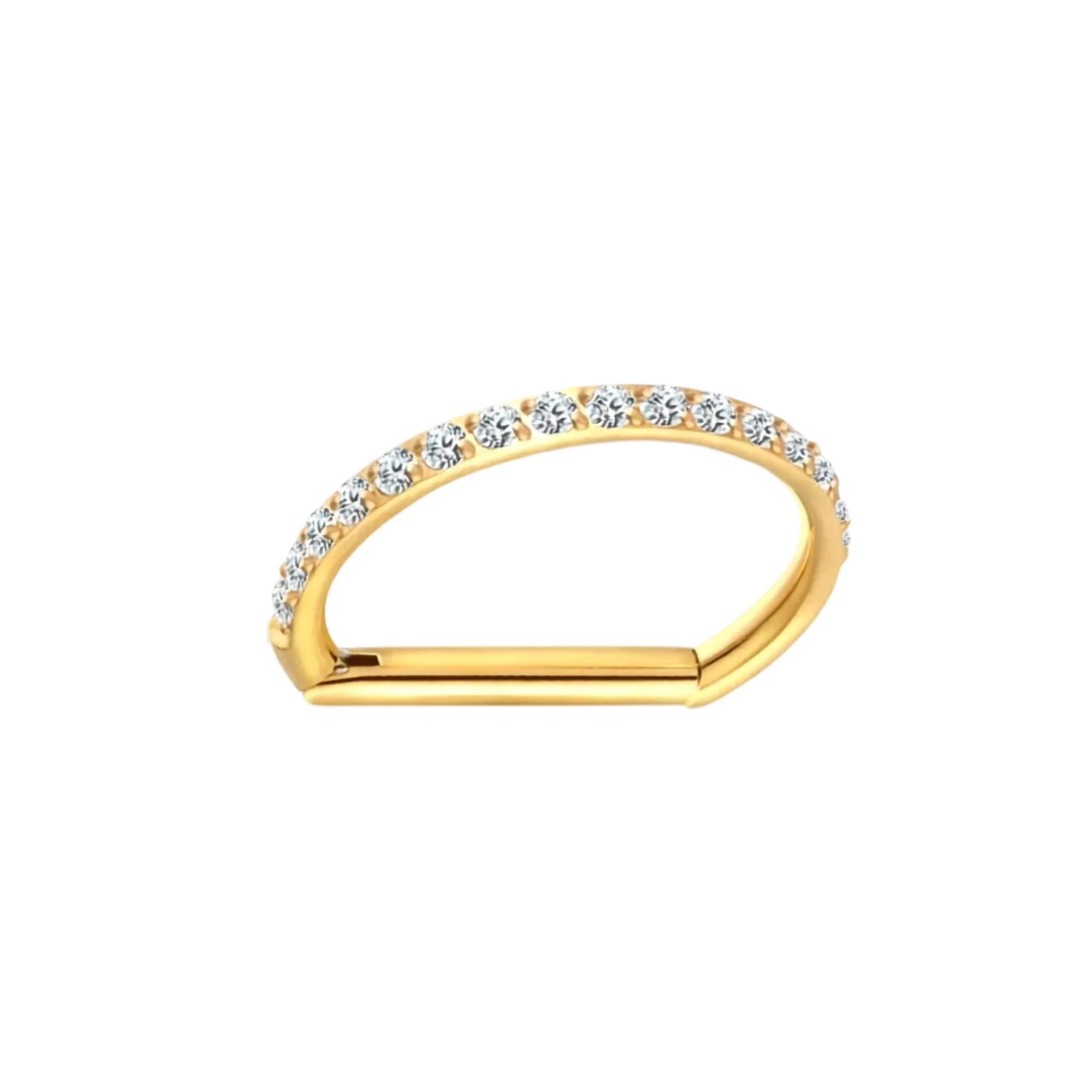 Piercing Argola Cravejada Confort Plus Clicker - Titânio G23 / Ouro PVD