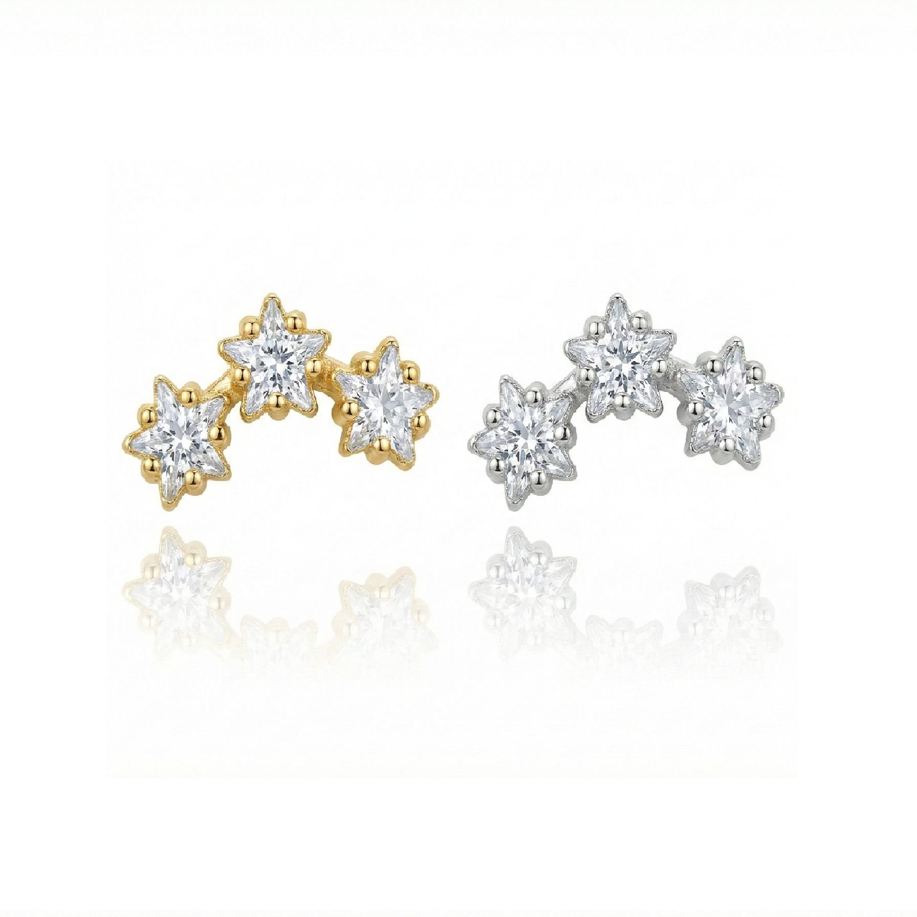 Piercing Labret Cluster Estrelado Rosca Interna Aço Cirúrgico Ouro PVD