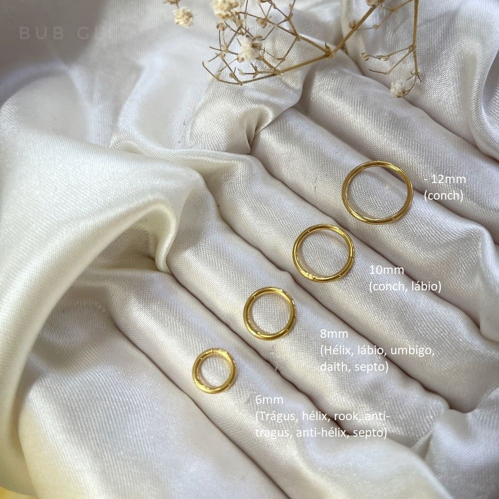 Piercing Argola Lisa - Clicker Segmento - Titânio G23 / Ouro PVD Dourado 3