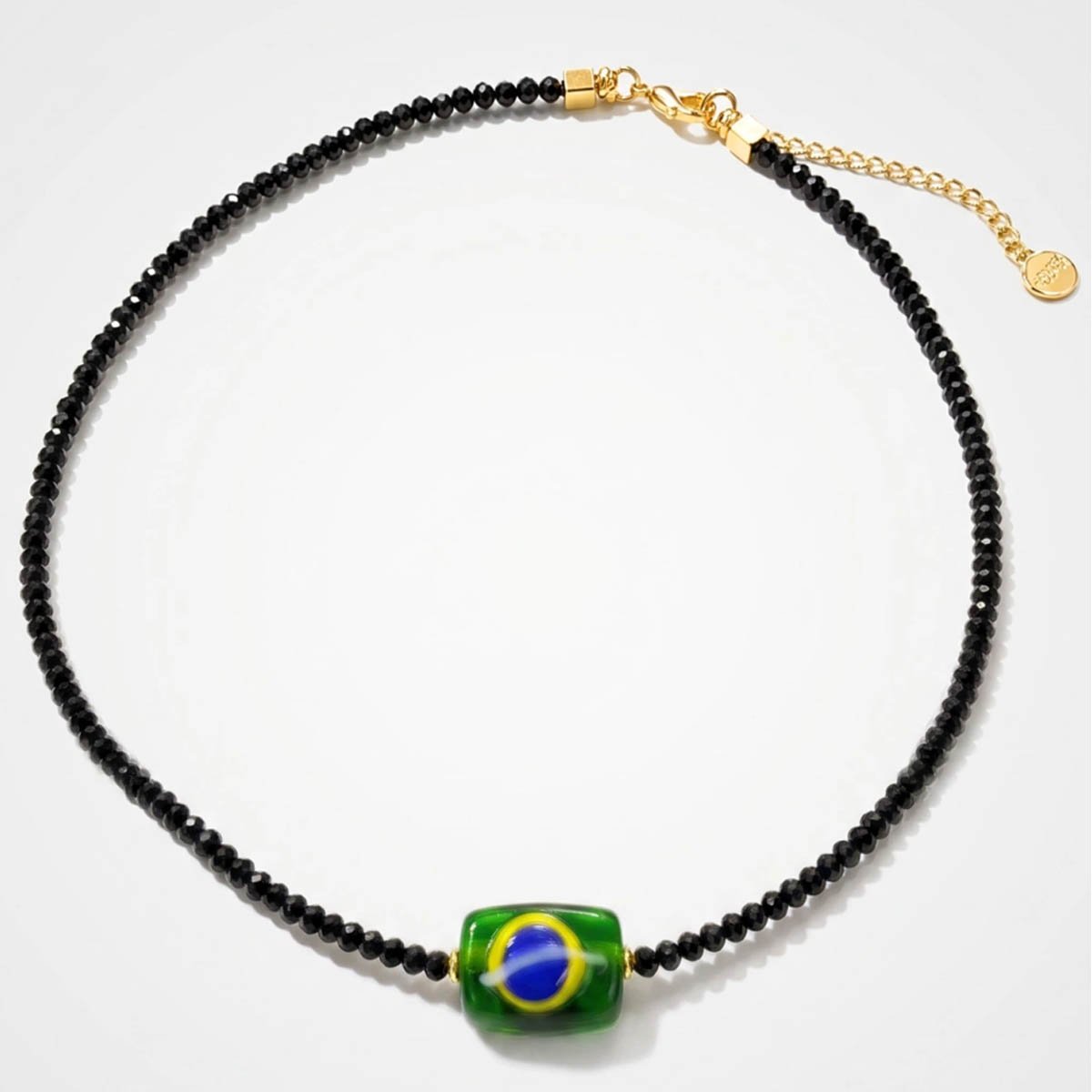 Colar Cristal Preto Com Murano Brasil