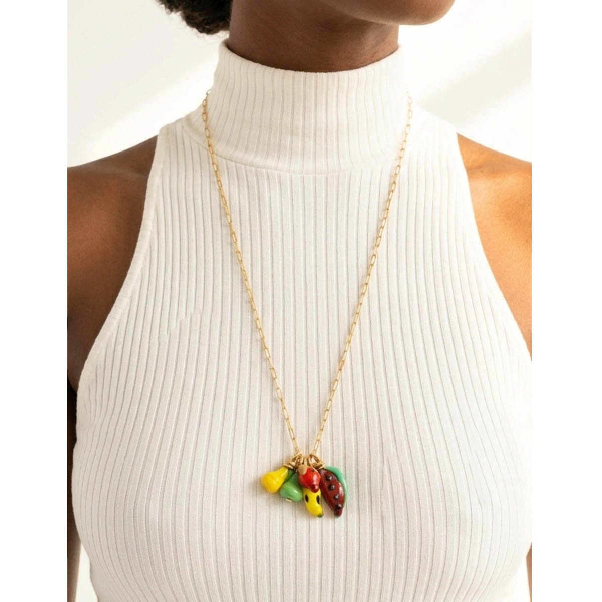 Colar Dourado Frutas Tropicais Dourado 2