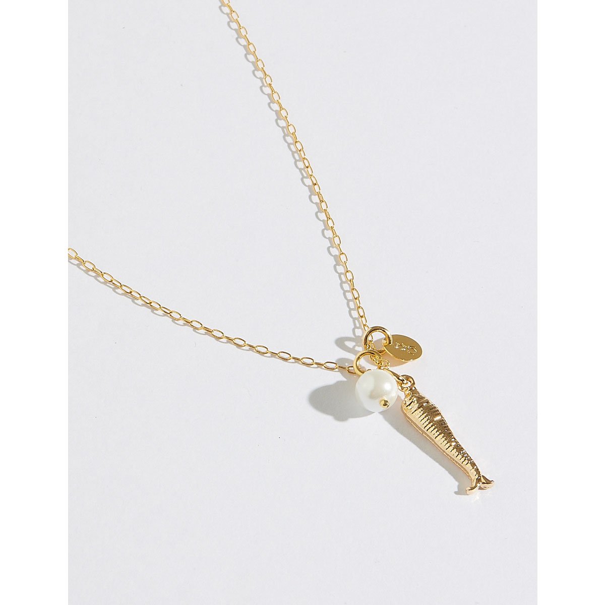Colar Peixe e Pérola Ouro Dourado 3