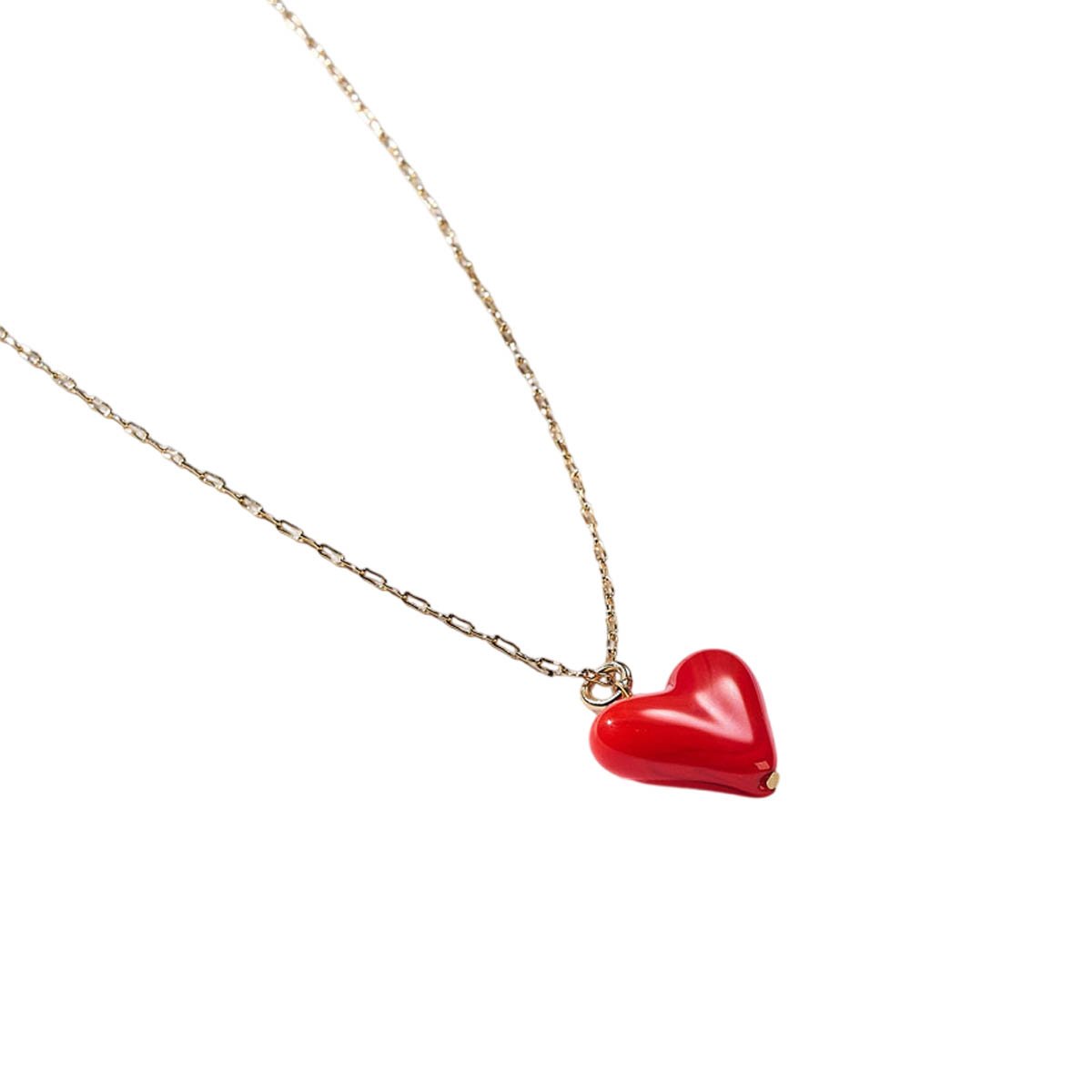 Colar Coração Vermelho Dourado 5