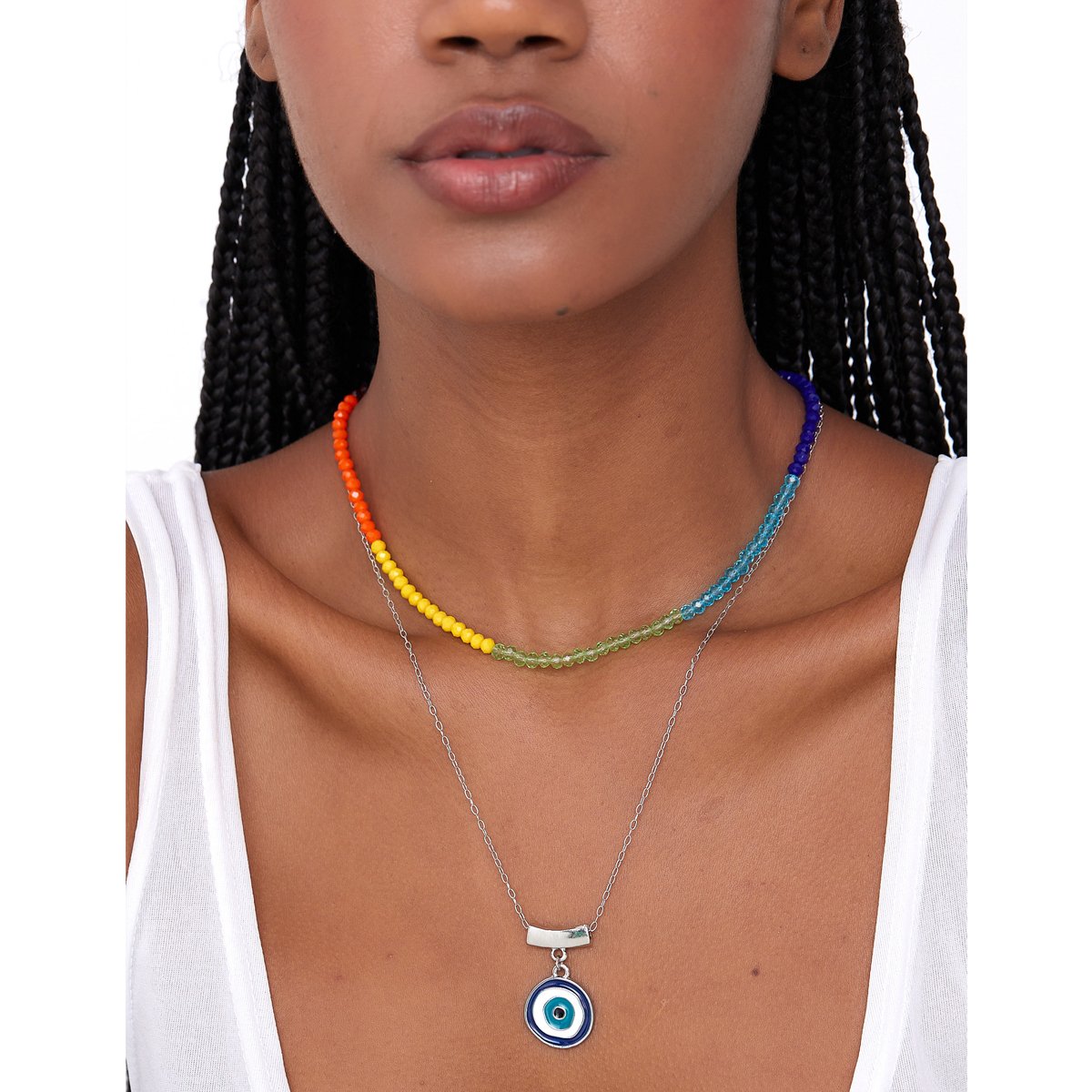 Colar 7 Chakras Cristais De Vidro Multicores 2