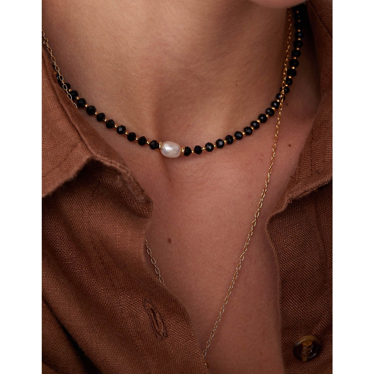 Colar Candy Pearls Cristal Preto E Pérola Barroca Preto 2