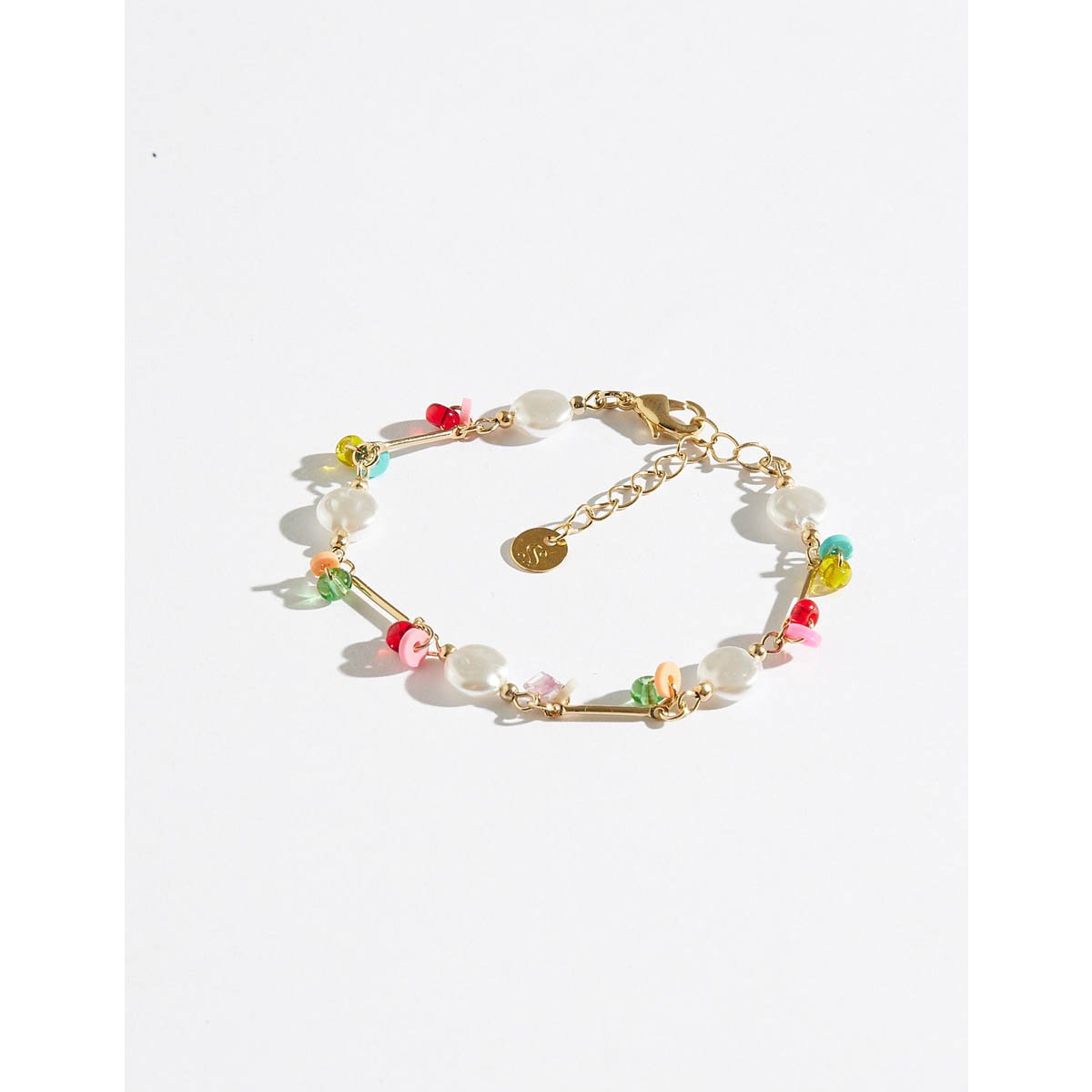 Pulseira Pérola + Vidros Coloridos