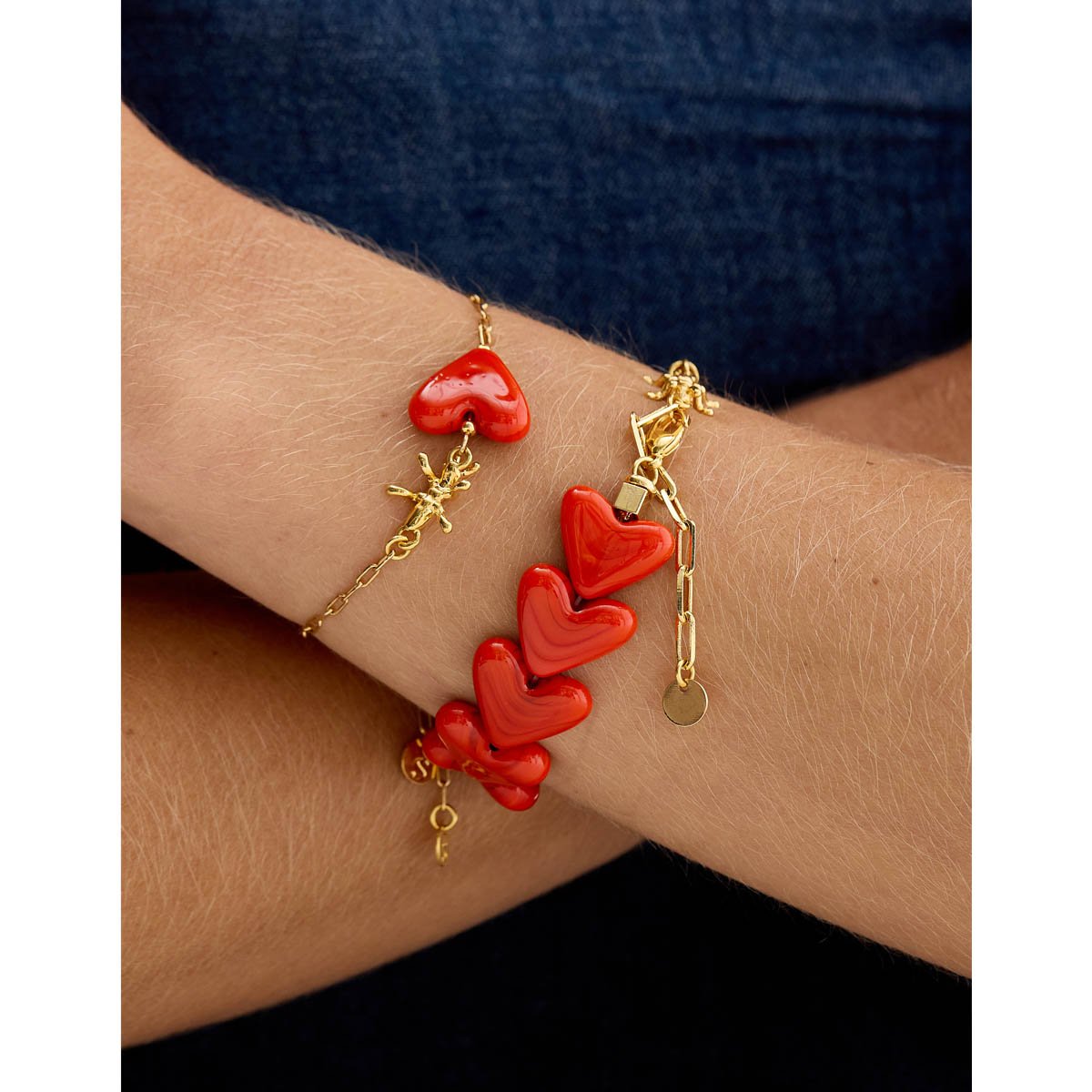 Pulseira Corações - Semijoia Vermelho 2
