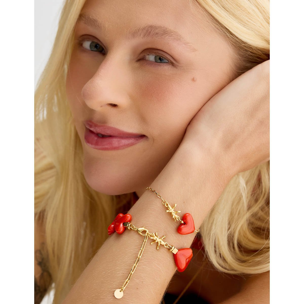 Pulseira Corações - Semijoia Vermelho 3