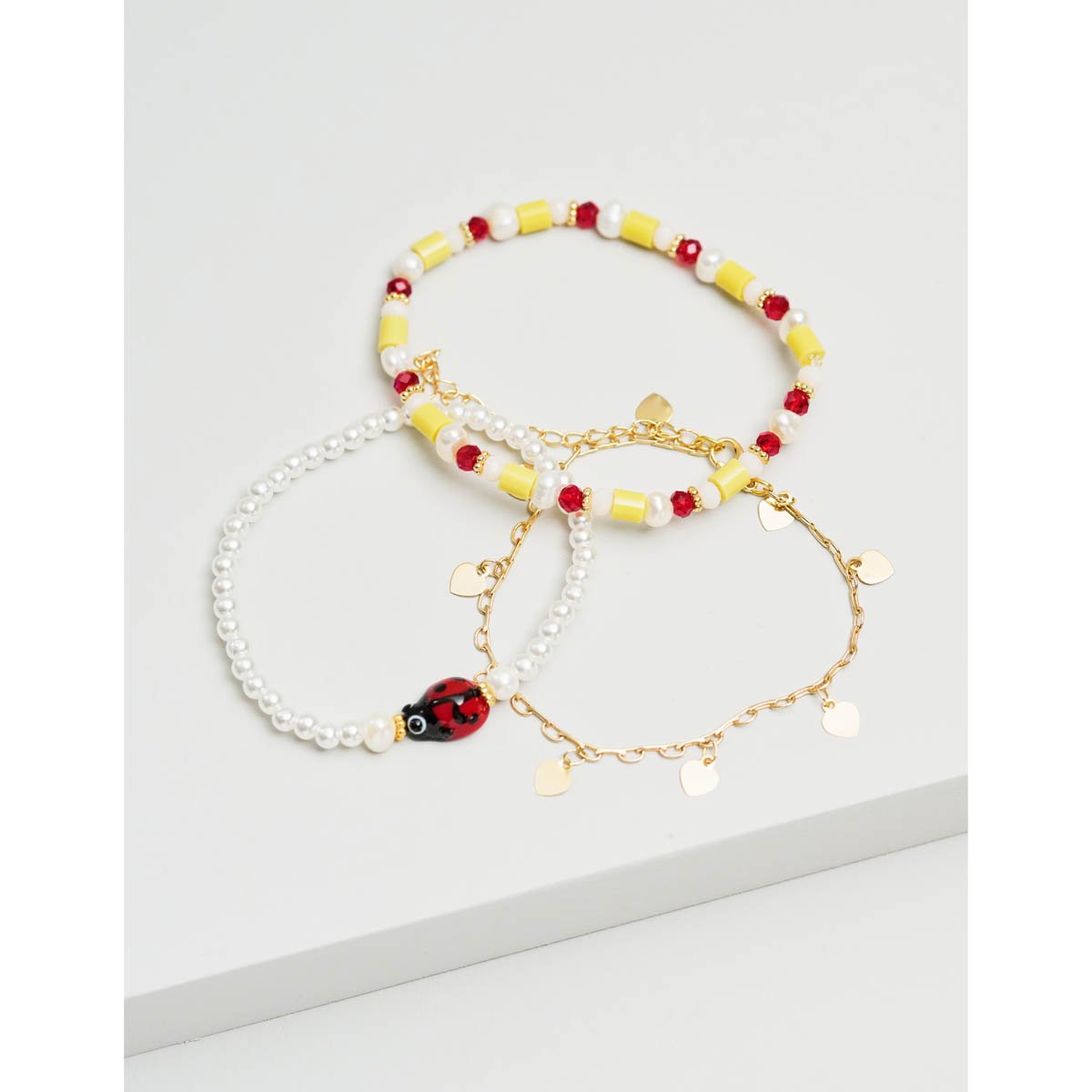 Kit com 3 Pulseiras Joaninha