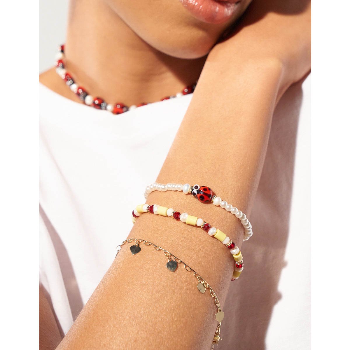 Kit com 3 Pulseiras Joaninha Multicores 2