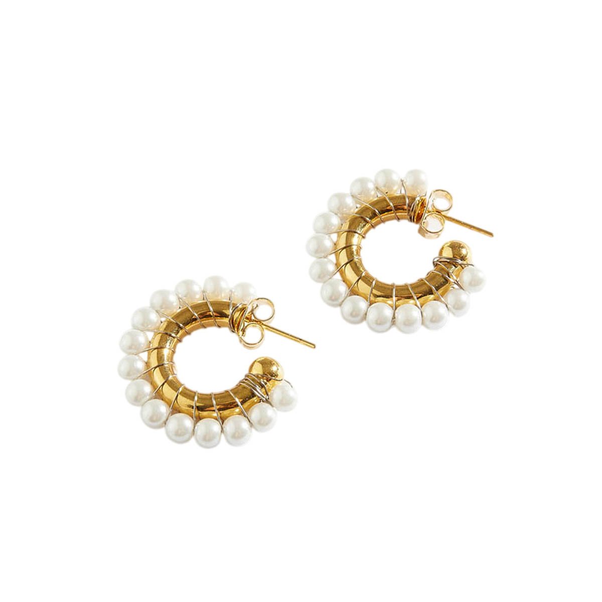 Brinco Only Pearls Argola Pérola Vidro