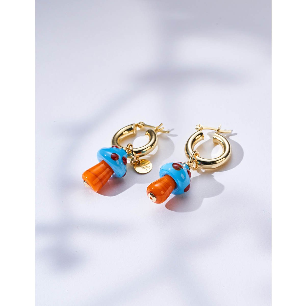 Brinco De Argola Cogumelo Laranja