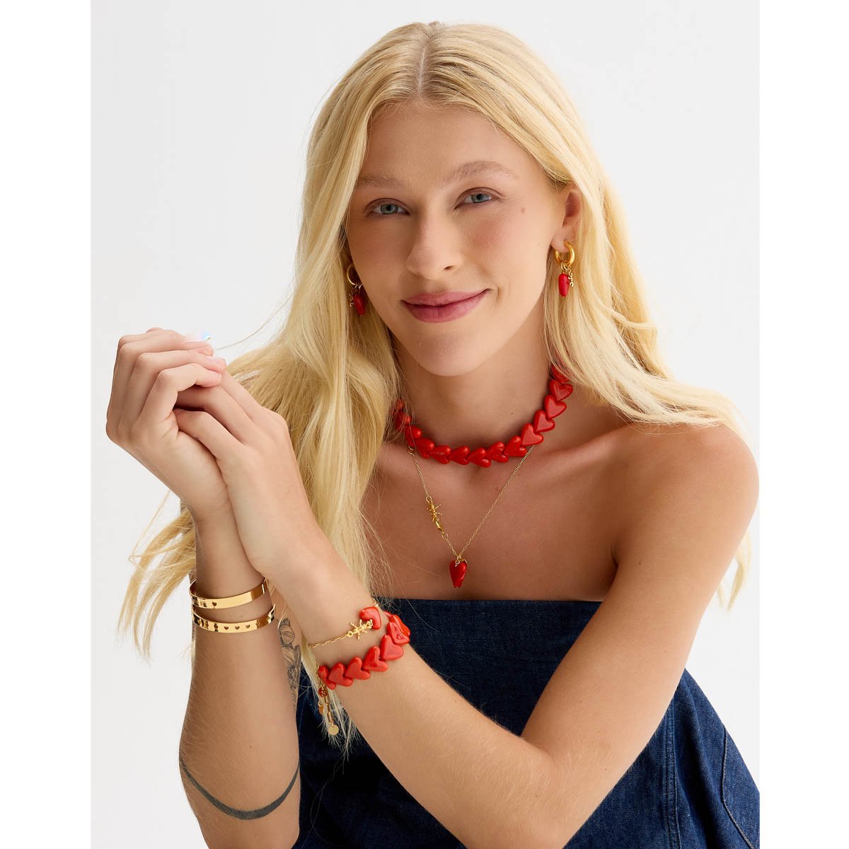 Brinco Coração Vermelho - Semijoia Vermelho 4