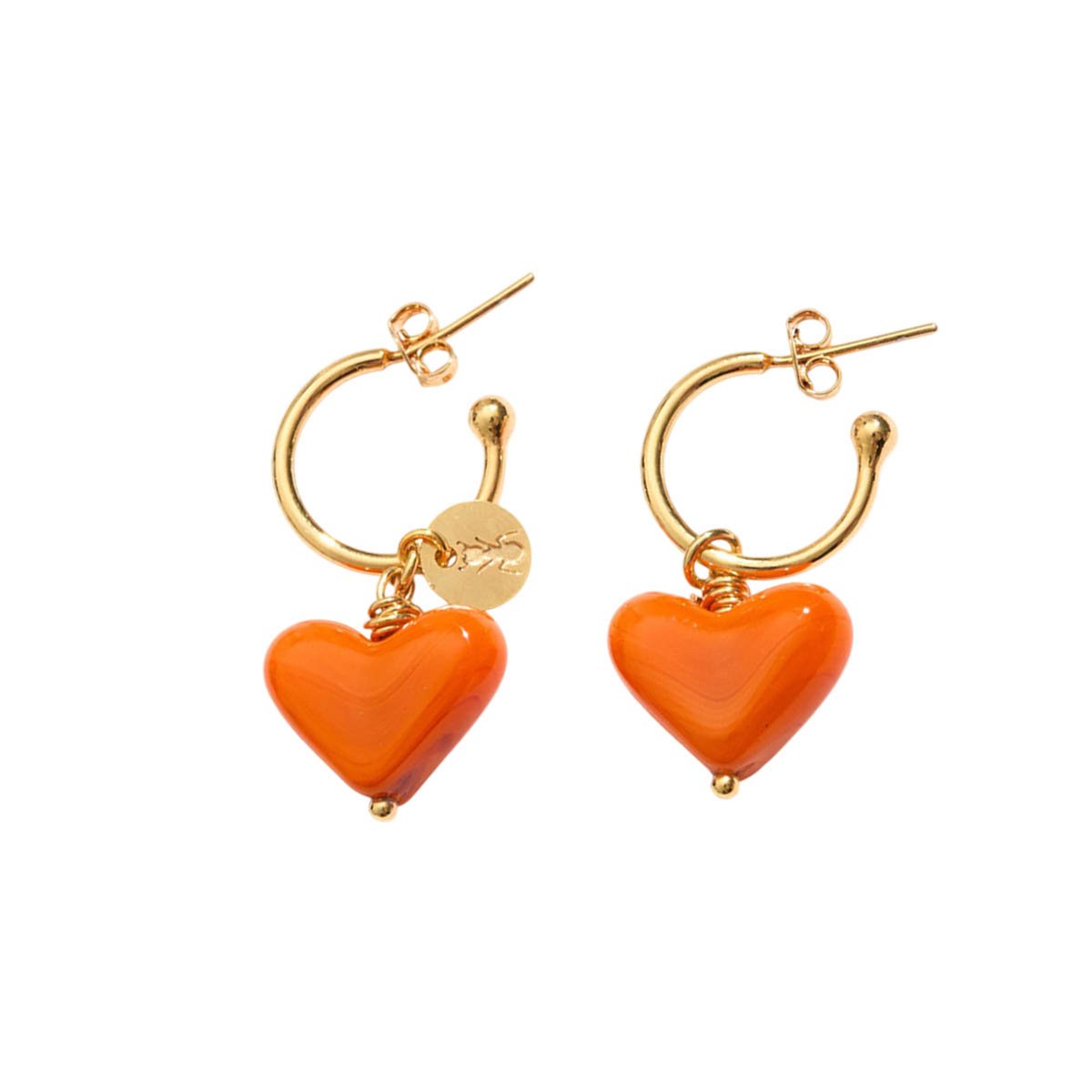 Brinco Coração Laranja Mini Laranja 4