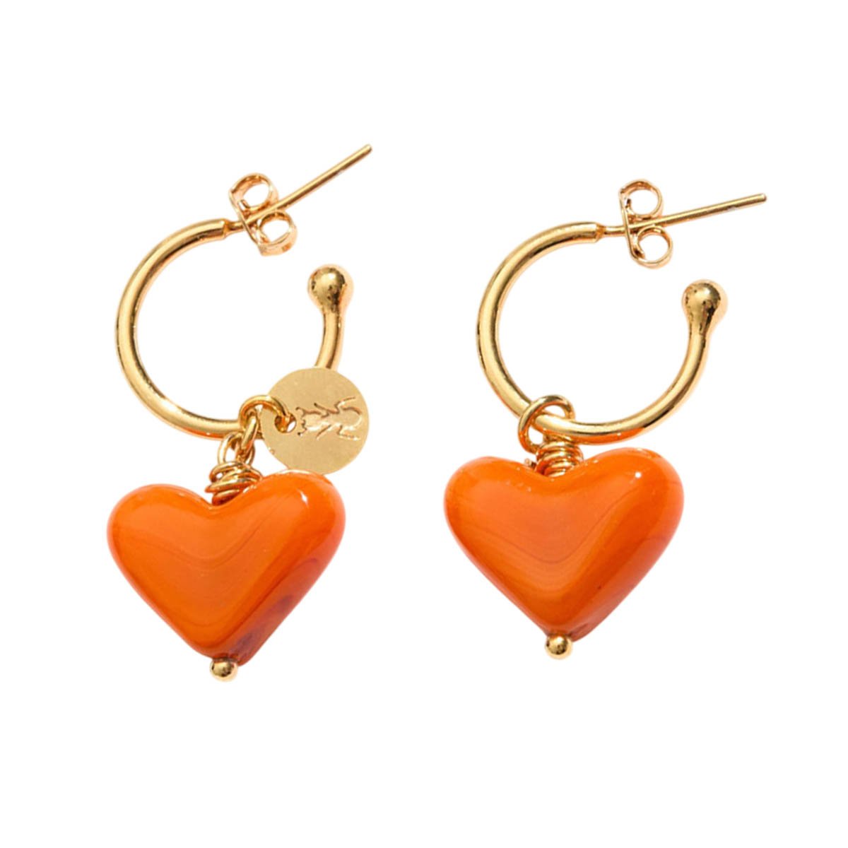 Brinco Coração Laranja Mini Laranja 5