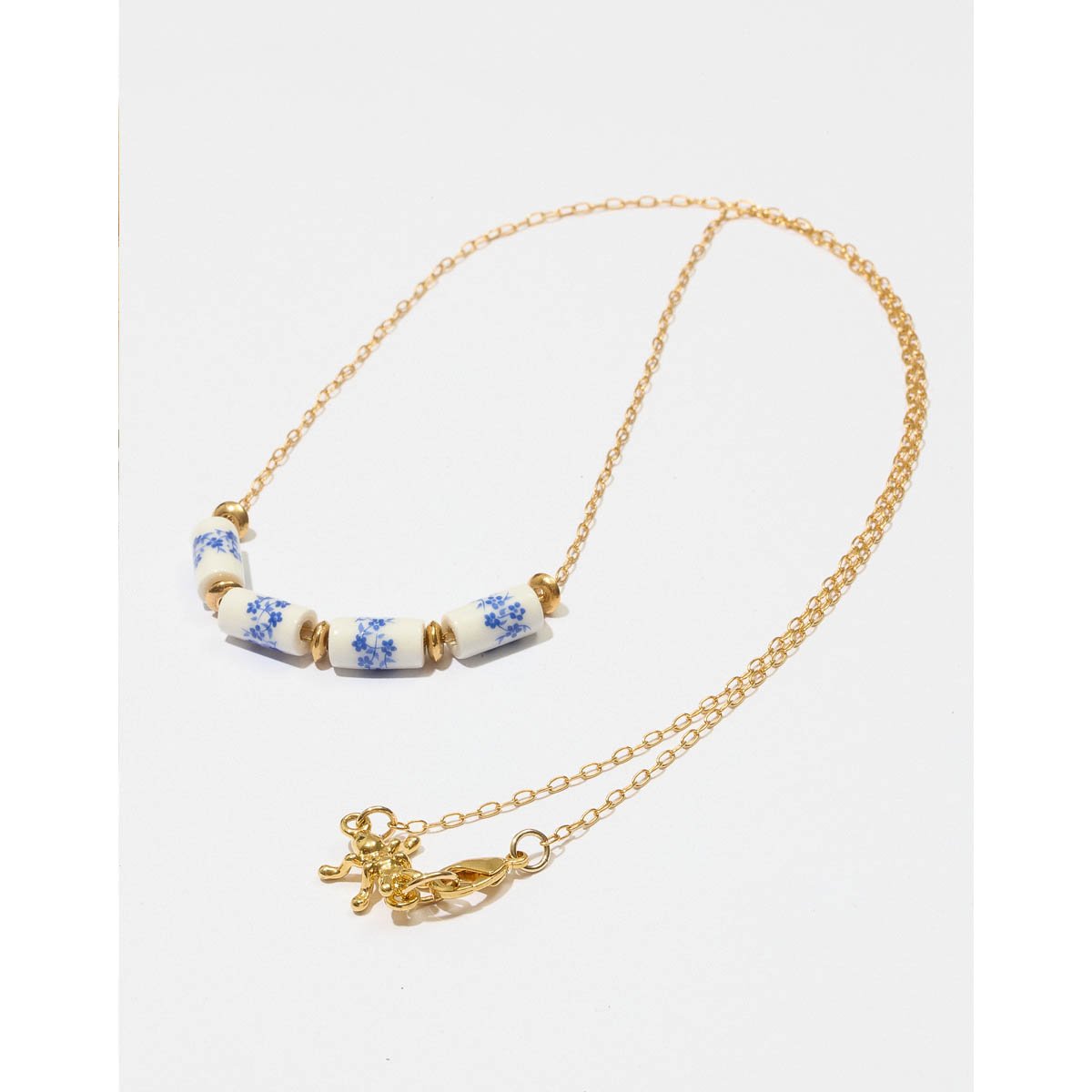 Colar Fira Kit Cerâmica Azul - Semijoia Dourado/Azul 5