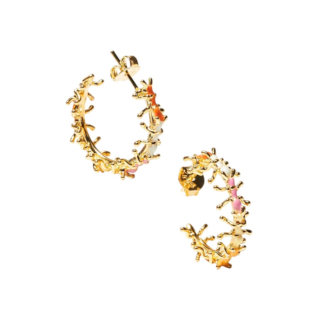 Brinco Argola Formigas Colorful Banho Dourado Semijoia Dourado 4