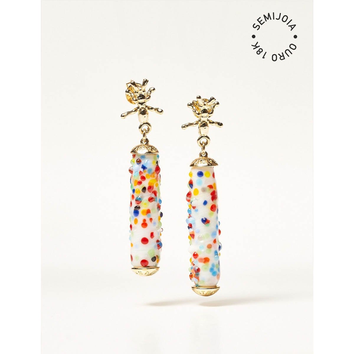 Brinco Formigueiro Baguete Ouro 18k - Semijoia