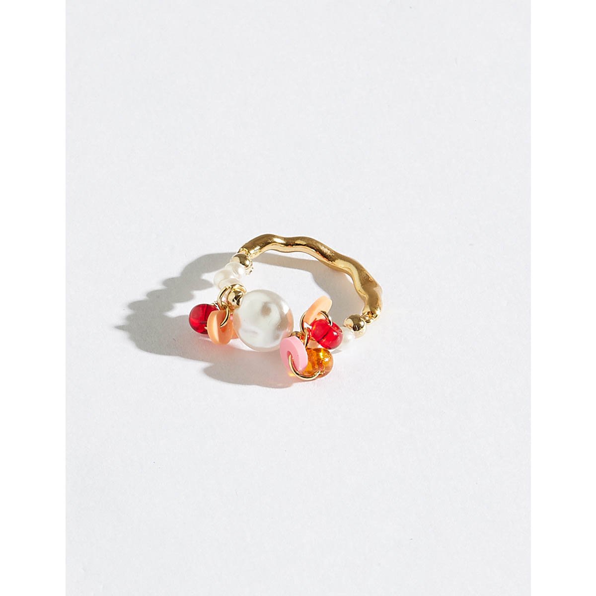 Anel Multicolor Tamanho 18 com Banho Dourado