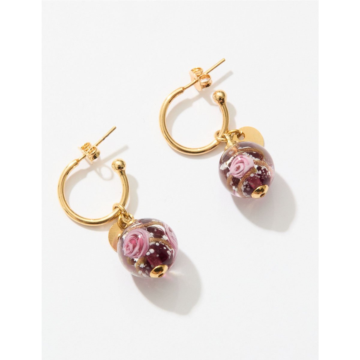 Brinco Argola Vidro Rosa Rosa 3
