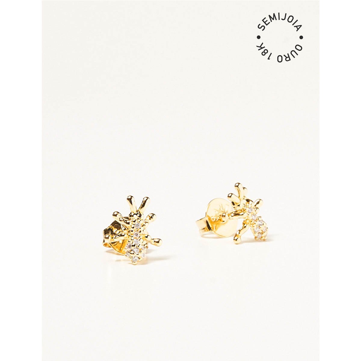 Brinco Formiga Cravejada Ouro 18k - Semijoia