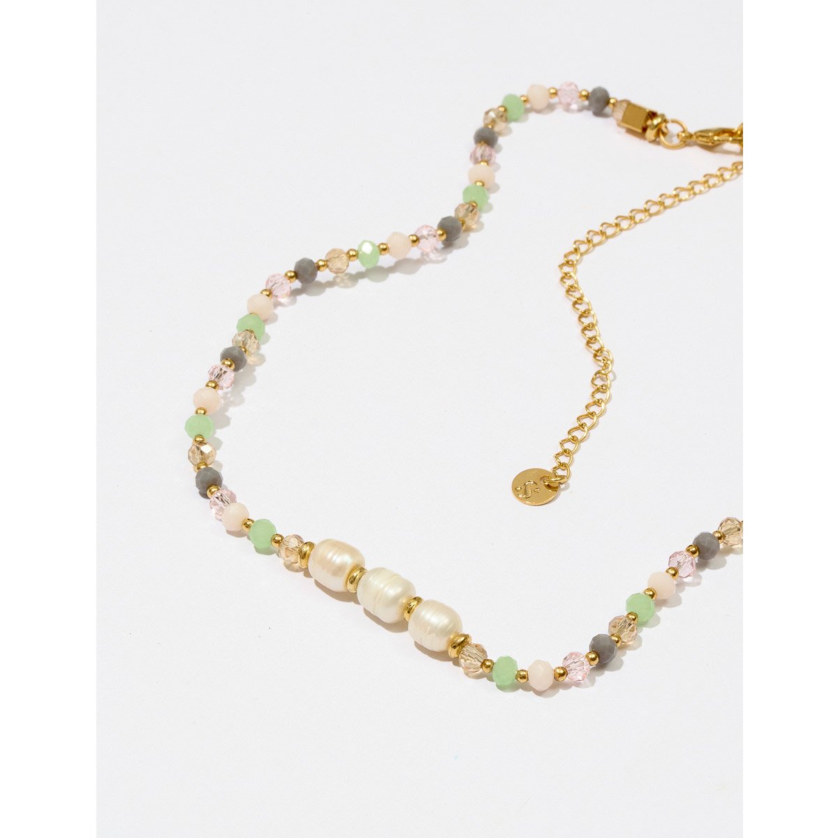 Colar Candy Pearls Cristais E Pérola Barroca - Semijoia Dourado 5