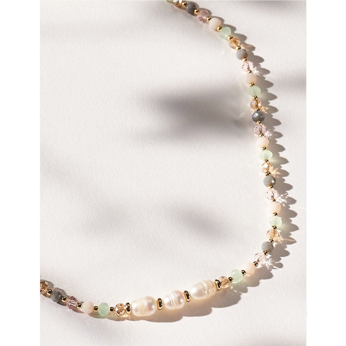 Colar Candy Pearls Cristais E Pérola Barroca - Semijoia Dourado 6