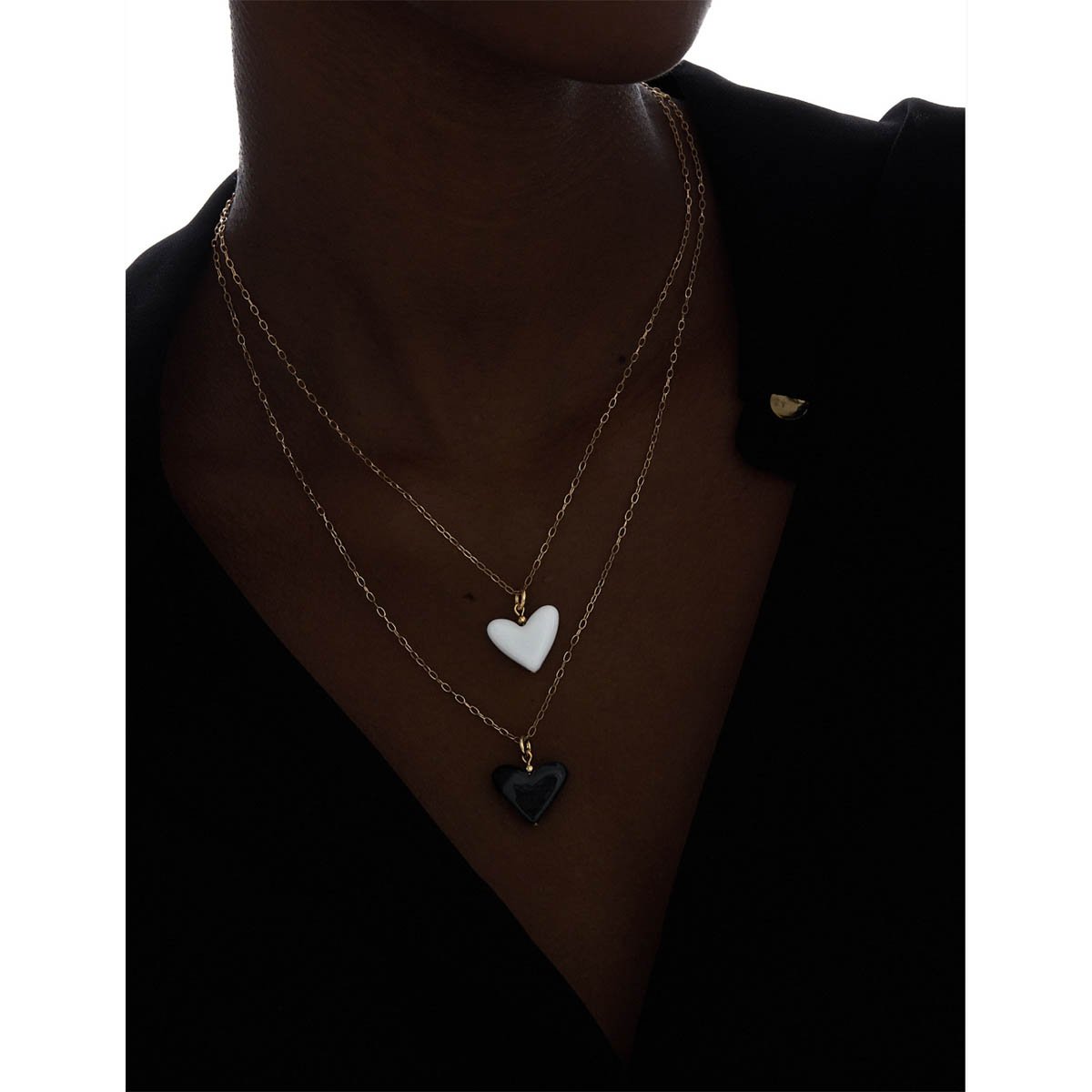 Colar Coração Preto Dourado 2