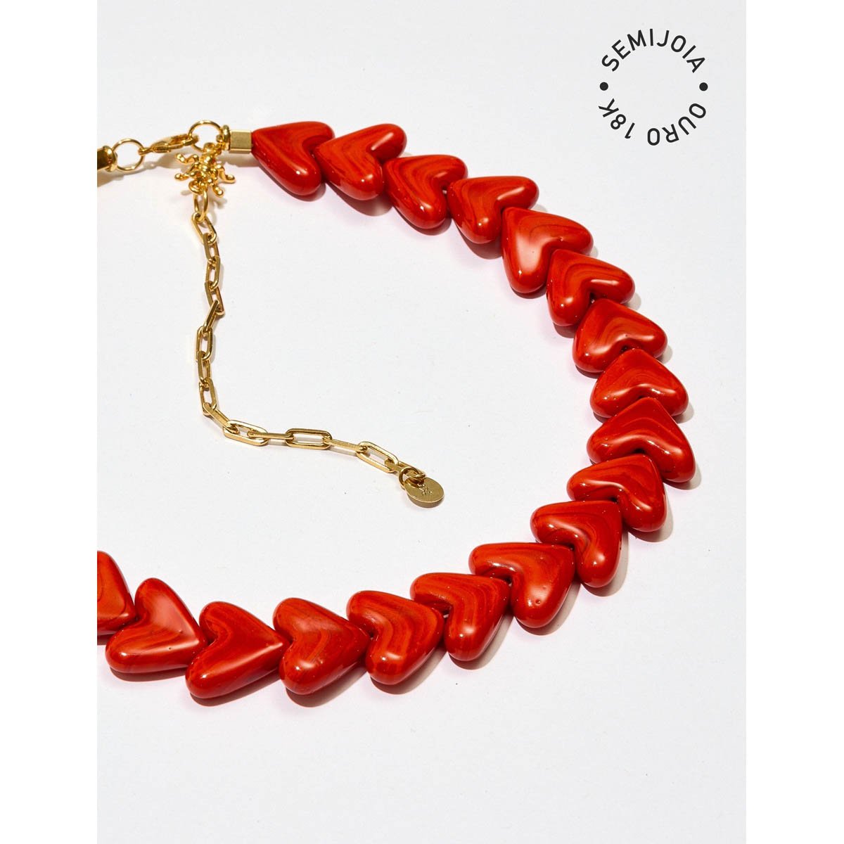 Colar Corações - Semijoia Vermelho 4