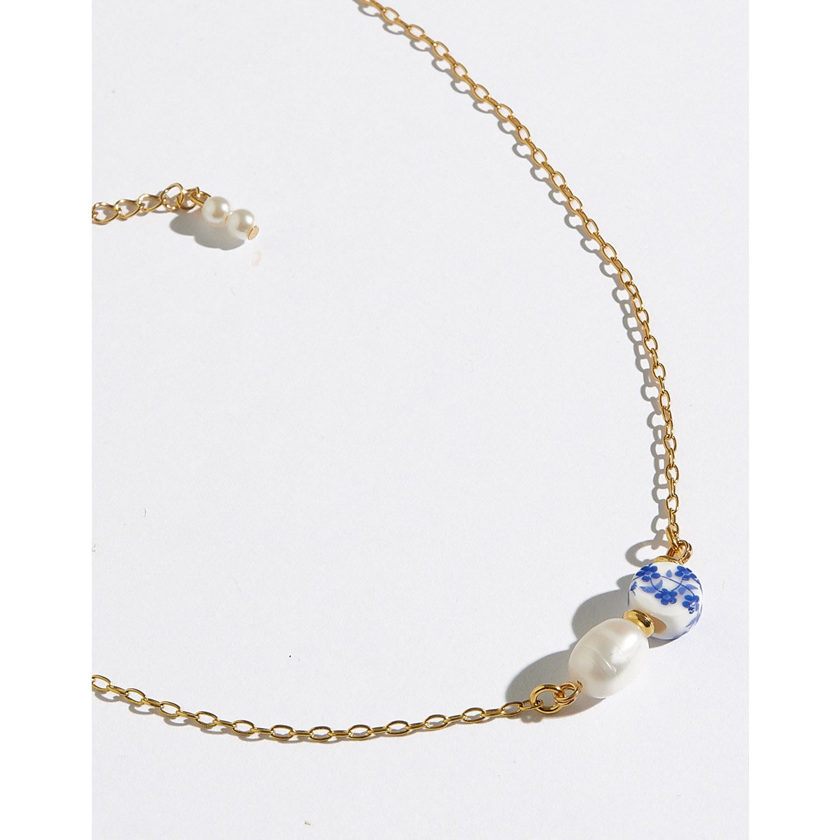 Colar Greek Pérola E Cerâmica Dourado 4