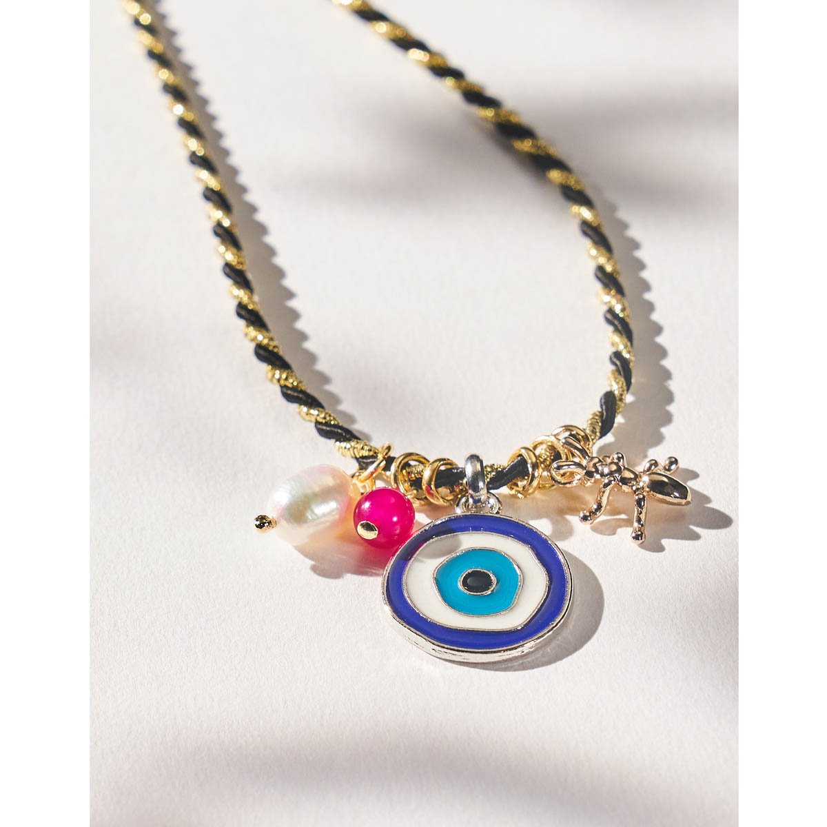 Colar Lucky Charm Cordão Olho Grego com Banho Dourado Dourado 5