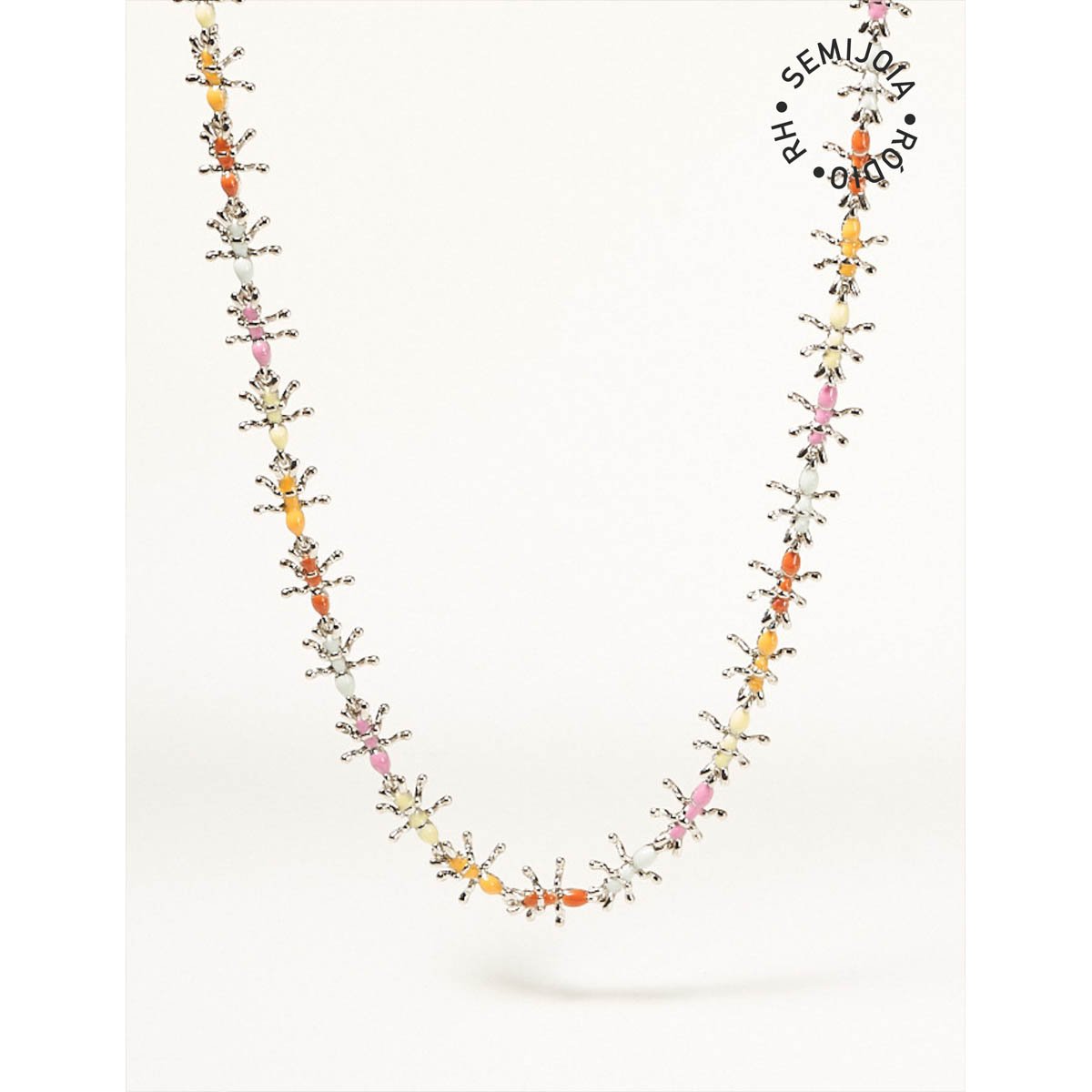 Colar Choker Mini Formigas Colorful Prateado 18k - Semijoia