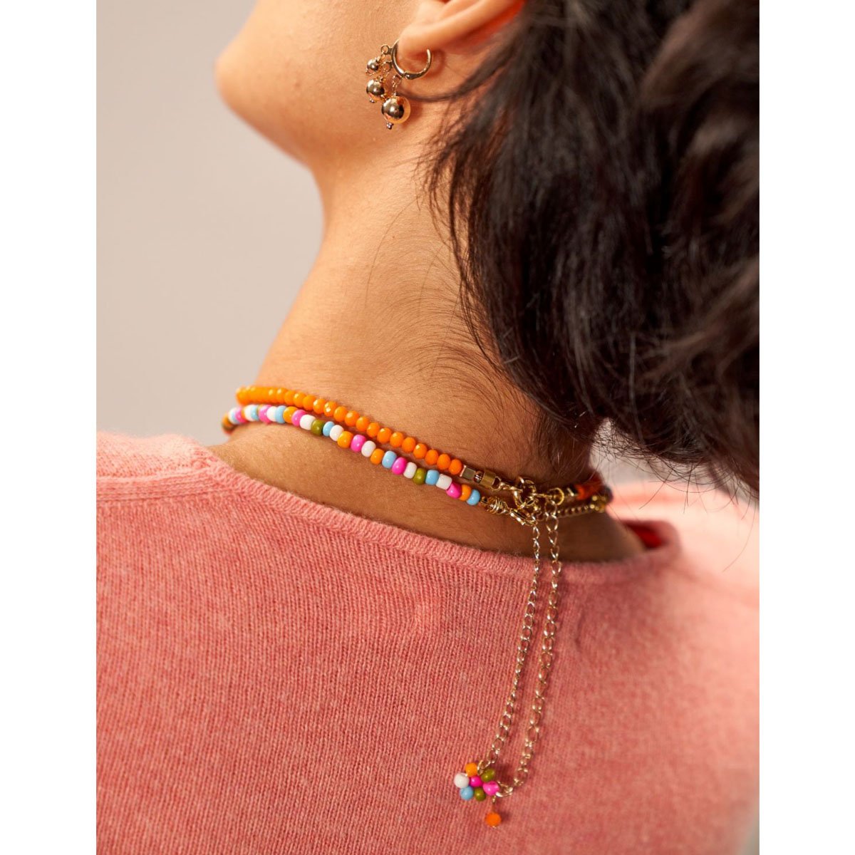 Choker Cristais Laranjas com Banho Dourado Laranja 3
