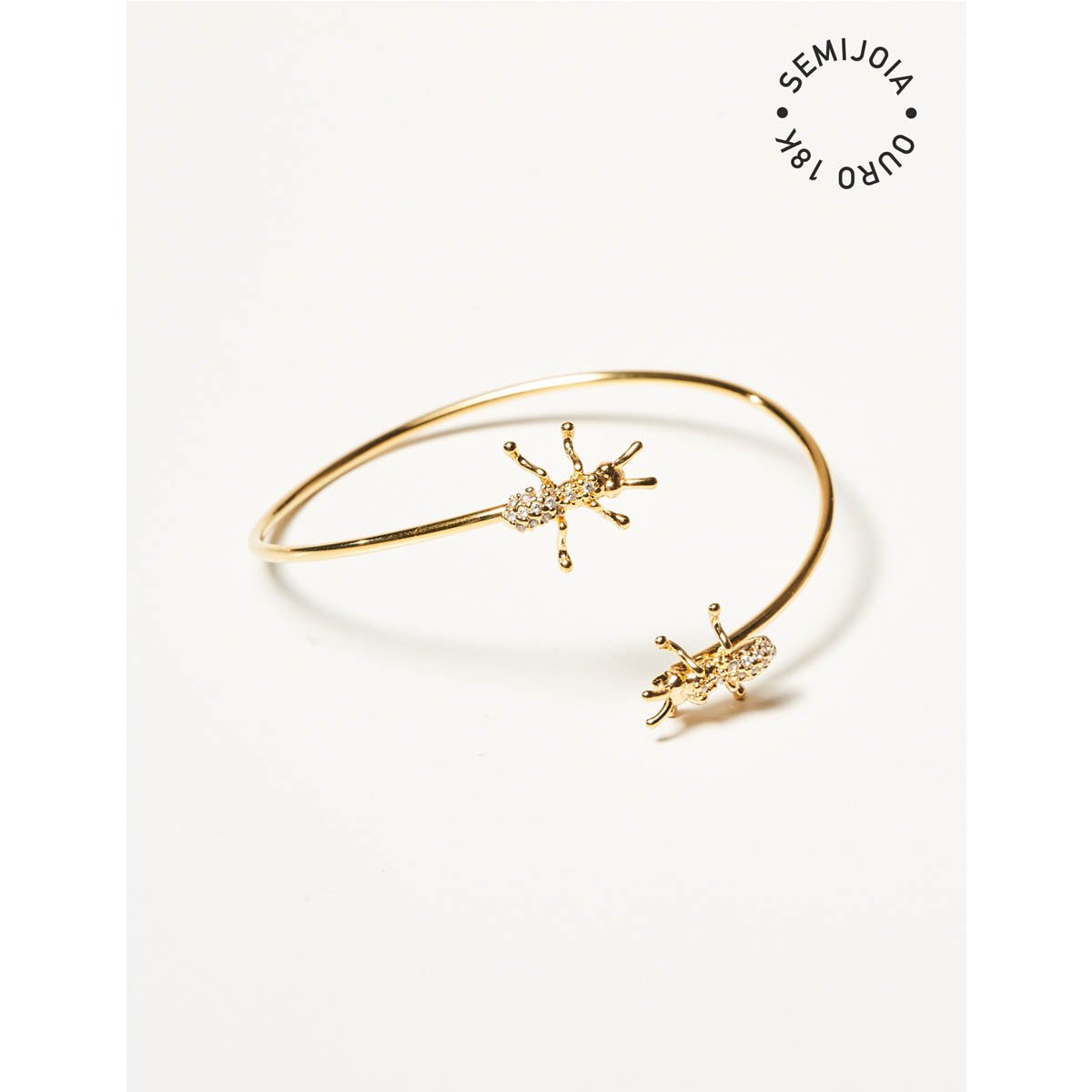 Pulseira Bracelete Formiga Cravejada Sante Ouro 18k - Semijoia