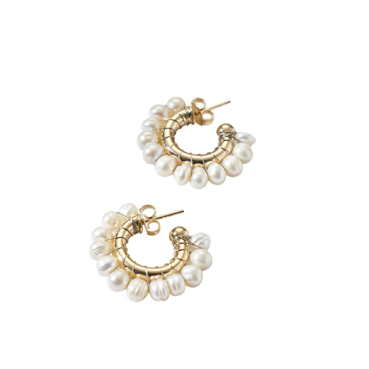 Brinco de Argola Only Pearls Pérolas Barrocas - com Banho Dourado