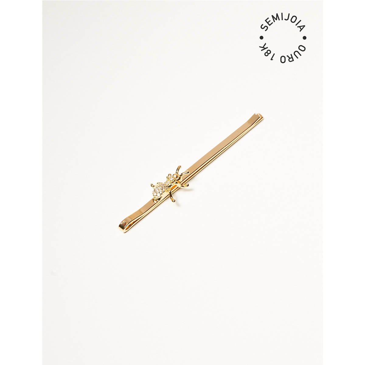 Grampo De Cabelo Formiga Cravejada com Banho Dourado - Semijoia Dourado 2