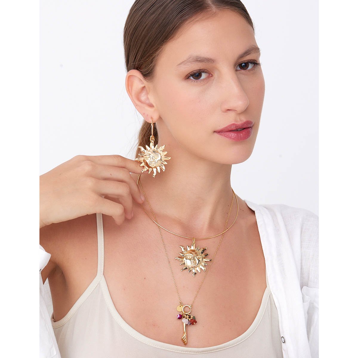Brinco de Argola Sol com Banho Dourado Dourado 2